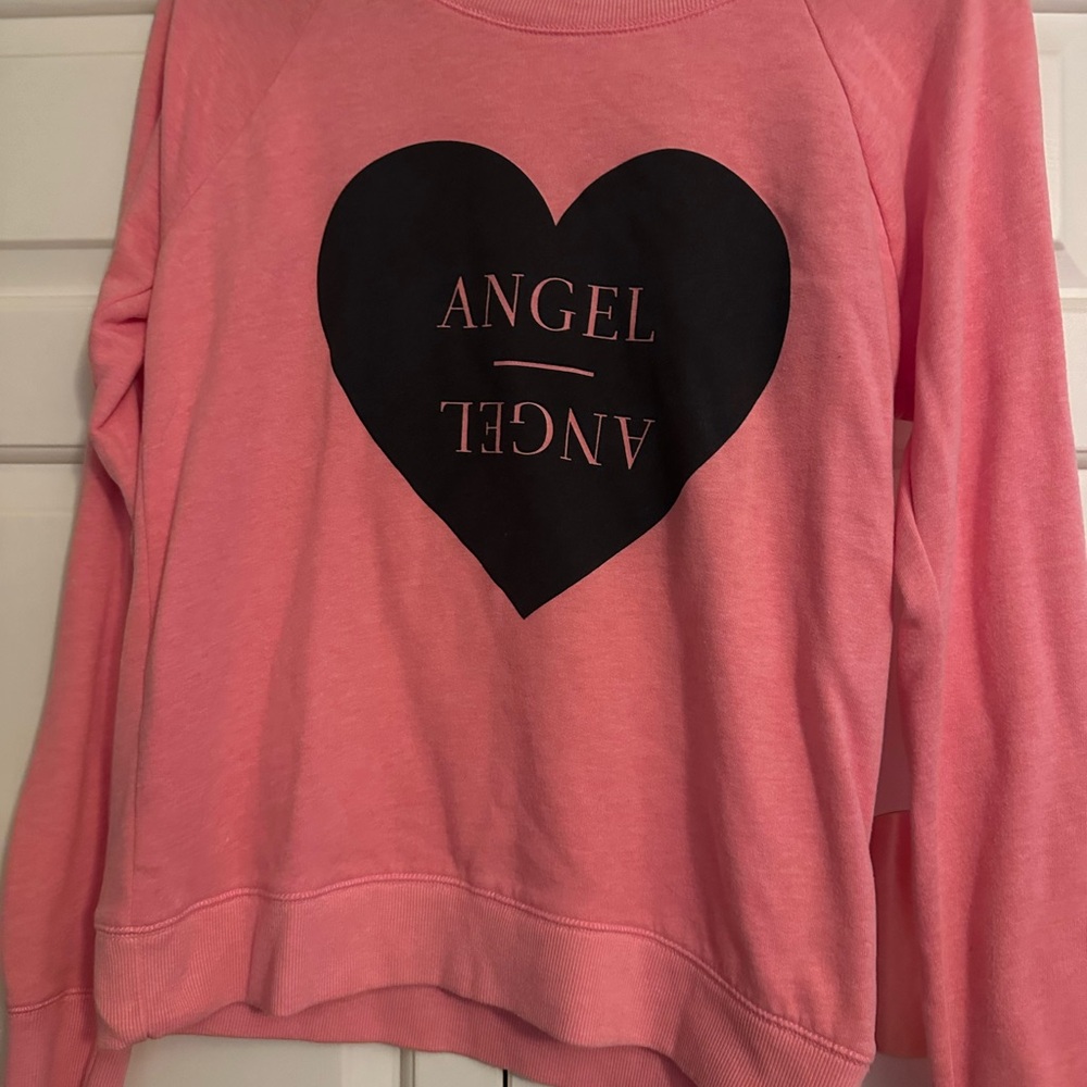 Pink Sweatshirt with Black Heart Design